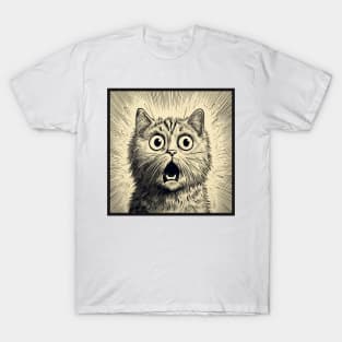 Shocked Cat Cartoon Vintage Cartoon Cat Crazy T-Shirt